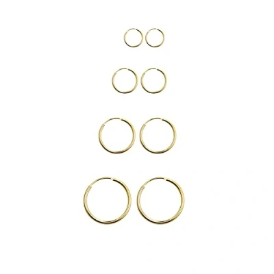 Afbeelding van Bo Win 925 sterling zilveren oorbellen, set van 4 paar damesoorbellen, gouden creolen voor heren, kleine creolen, goud, uniseks, diameter 10, 12, 14, 16 mm, oorbellen dames, meisjes en mannen