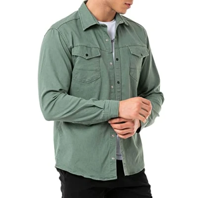 Afbeelding van Redbridge Premium denim hemd jeanshemd katoen casual, grijs, XL