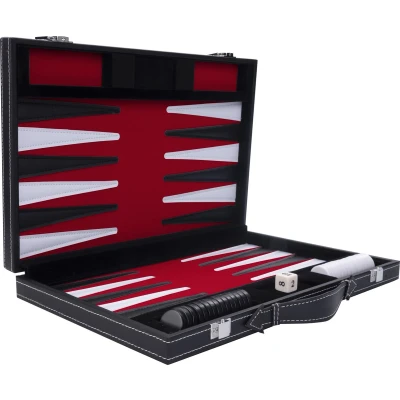 Afbeelding van Back gammon 11 inch (rood/ zwart/ wit gestikt)