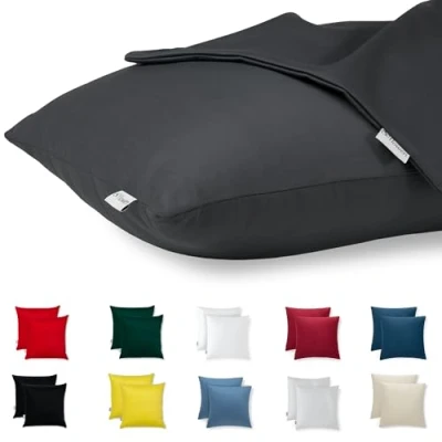 Afbeelding van Flowen Set van 2 Kussensloop 45x45 100% Katoen Satin Premium Super Zachte Kussenslopen Resistent en Hypoallergeen Anti Mijt Kussenbeschermer Decoratief met Verborgen rits Wasbaar