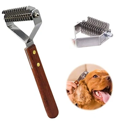 Afbeelding van 14 Blade Rake Pet ondervacht Rake,Premium hondenborstel kattenborstel voor honden katten onderwol borstel, onderbontborstel lang haar verwijdert zacht dode vervilten vachtverzorging,grooming