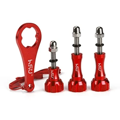 Afbeelding van HSU aluminium randelschroevenset + sleutels voor GoPro Session, Helden (2018), Hero 6, 5, 4, 3 +, 2, 1 (3 stuk, rood)