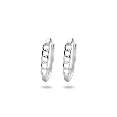 Afbeelding van zilver gerhodineerd klapoorringen schakelmotief 1334758