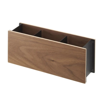 Afbeelding van Yamazaki Opbergbak Rin Pennenbak Zwart Donkerbruin Hout 25x7x10,2cm
