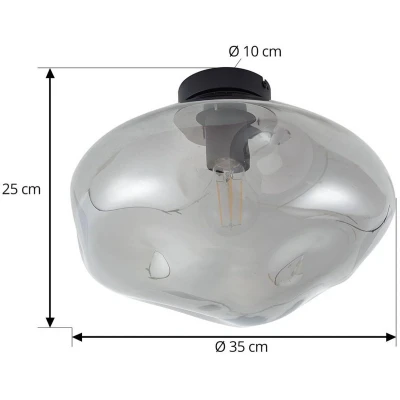 Afbeelding van Lindby Lelia plafondlamp, rookgrijs, glas, Ø 35 cm
