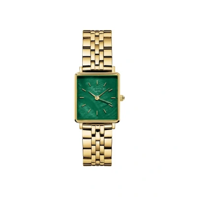 Afbeelding van Rosefield BEGSG Q050 Boxy XS Emerald Gold horloge dameshorloge Goudkleur