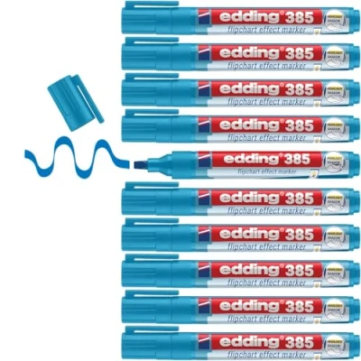 Afbeelding van 10x Viltstift edding 385 flipover penseelpunt lichtblauw