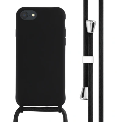 Afbeelding van Apple iPhone SE (2022) Hoesje Siliconen en TPU (zacht) iMoshion Softcase/Koordhoesje/Backcover Zwart Telefoonhoesje