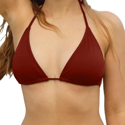 Afbeelding van MYLILY bikinitop driehoekig rood bikini dames top wijnrood (XL)