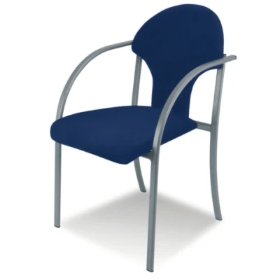Afbeelding van Bezoekersstoel Stof Blauw Zitting Frame Aluminium Zilver 2 Stuks