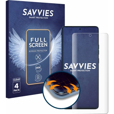 Afbeelding van Savvies Screenprotector voor Motorola Edge 50 Folie Beschermfolie transparant volledig dekking (4 Stuks)