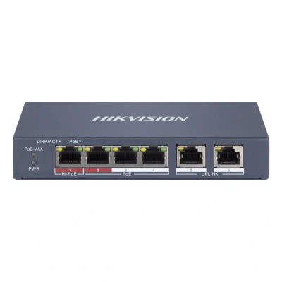 Afbeelding van Netwerk: PoE: POE Network Switches: HIKVISION 4 PORT 10/100 MANAGED SWITCH + 2 RJ45 PORTS