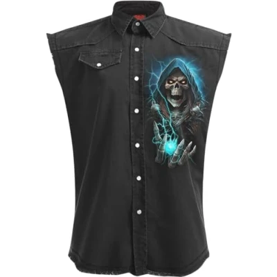 Afbeelding van Spiral Dead Metal Vest zwart 4XL 100% katoen Biker, Horror, Rock wear, Schedels