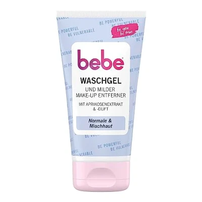 Afbeelding van bebe Wasgel &amp; milde oogmake up remover (150 ml), fruitig geurende gezichtsreiniging met abrikozenextract voor normale huid en gemengde
