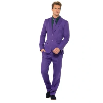 Afbeelding van Smiffy&#039;s Kleuren Thema Kostuum Extravagant Herenkostuum Keurig Pak Paars Man Medium Carnavalskleding Verkleedkleding