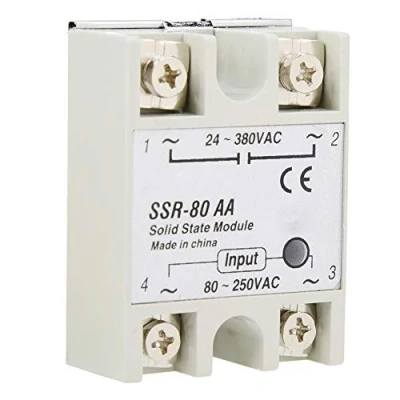 Afbeelding van SSR 80AA Solid State relais, eenfase, 80A 80 250VAC, gebruikt in temperatuurregelaars, andere mechanische regelsystemen