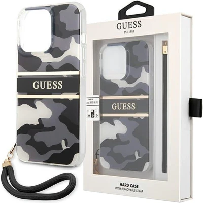 Afbeelding van Guess GUHCP13LKCABBK iPhone 13 Pro / 6.1 zwart/zwarte hardcase Camo Strap Collection