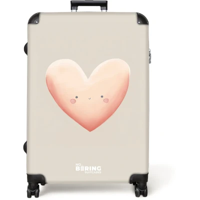 Afbeelding van NoBoringSuitcases.com® Koffer groot Reiskoffer lichtgewicht Hart in pastel kleuren Rolkoffer met 4 wielen Grote trolley XL 98 liter bagage