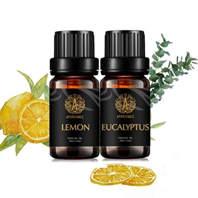Afbeelding van Aromatherapie Citroen Essentiële Olie Set voor Diffuser, 100% Pure Eucalyptus Kit Luchtbevochtiger, 2x10ml Therapeutische Grade Oliën &amp;