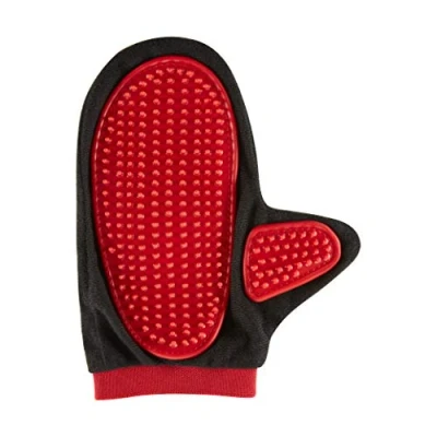 Afbeelding van Mikki Hond, kat verzorging borstel handschoen voor kort haar zachte bruidegom Smooth N Stroke Hair Remover Mitt, zwart/rood