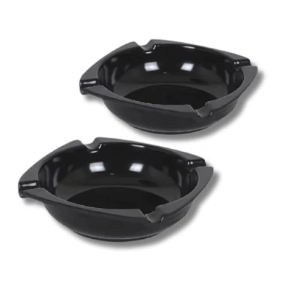 Afbeelding van PARENCE. Set van 2 melamine asbakken 10 cm in diameter Compact, licht, duurzaam en veelzijdig stuks, zwart
