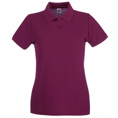 Afbeelding van Fruit Of The Loom Dames Fit Premium Poloshirt Met Korte Mouwen (Bordeaux) Maat M