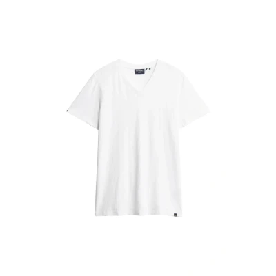 Afbeelding van Superdry Mannen Slub T shirt met V hals en Korte Mouwen Wit Grootte: Xxl