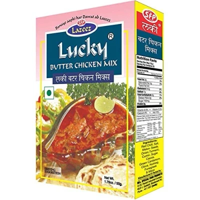 Afbeelding van Lucky Butter Chicken Masala, Recept &amp; Kruidenmix, 50 g [pak van 5] Geen MSG/Laag natriumgehalte/Geen kunstmatige kleuren …