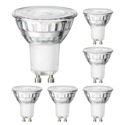 Afbeelding van ledscom.de 6 GU10 LED lampen, PAR16, warm wit (2800 K), 7,6 W, 1103 lm, 33 reflector spiegel (zilver) EEK C