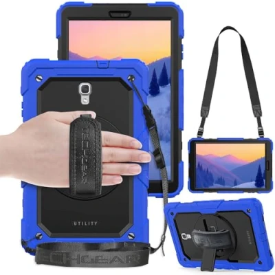 Afbeelding van TECHGEAR Utility SM T590 Hoes voor Samsung Galaxy Tab A 10,5 inch [SM serie] robuust, heavy duty, stootvaste beschermhoes, met 360 graden draaibare standaard, hand en schouderriem, ingebouwd