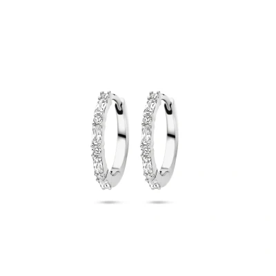 Afbeelding van Zilver Gerhodineerd Klapoorringen Zirkonia 15 Mm 1339597