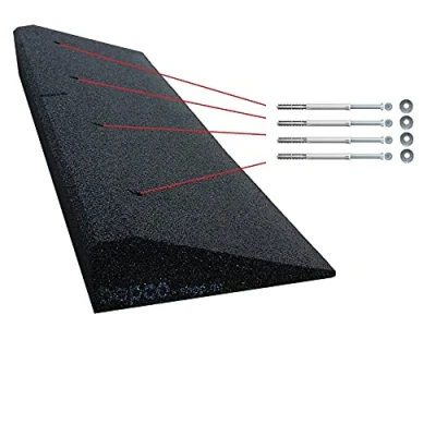 Afbeelding van Bepco Stoeprand helling van rubbervezels, oprijplaat, met ingelegde sluitringen voor bevestiging bevestigingsset (100 x 25 4 cm)