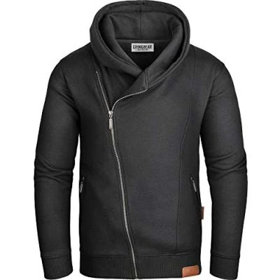 Afbeelding van Grin&amp;Bear GEC016 Capuchontrui voor heren, met schuine ritssluiting, zwart, L