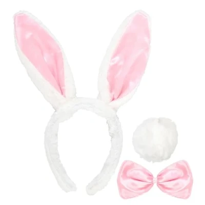 Afbeelding van PARTY PLAY Wit roze konijnen set voor volwassenen Accessoires &gt; Supporter Kit