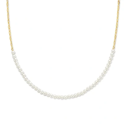 Afbeelding van zilver verguld (geel) collier synth. parels 41 + 5 cm 1 micron 2102896 horloge Goudkleur 46