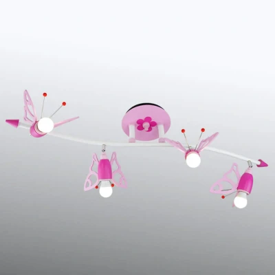 Afbeelding van Elobra Kinderlamp meisje &quot;Wave Falter&quot; Prachtige plafondlamp kinderkamer voor meisjes, lamp vlinder, roze, bloemen, beweegbare plafondspot, 100 x 20 25 cm, roze