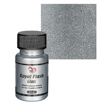 Afbeelding van Ideen mit Herz Royal Flash glasverf, metallic, met fijnste glitterdeeltjes, 50 ml (zilver)