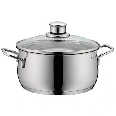 Afbeelding van WMF Diadem Plus Kookpan, klein, 16 cm, glazen deksel, braadpan, inductie, 1,5 l, Cromargan roestvrij staal, gepolijst, ongecoat