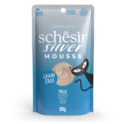 Afbeelding van Schesir Silver Mouse 80 g Kattenvoer Kip