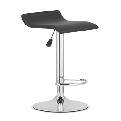 Afbeelding van FORT Barkruk Zwart Kunstleer, Chroom Basis, Modern Design, Hoogte Verstelbaar, 360 Draaibaar, Max. 120 kg