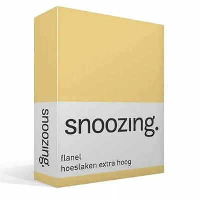 Afbeelding van Snoozing Flanel Hoeslaken Extra Hoog Tweepersoons 140x200 cm Geel