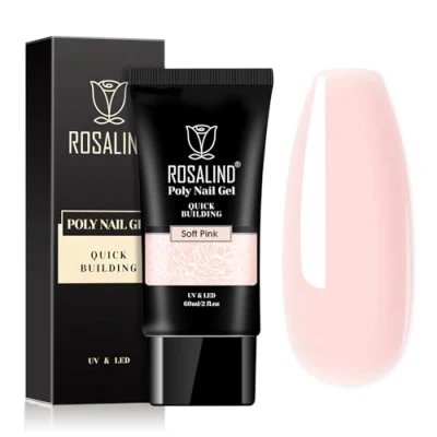 Afbeelding van ROSALIND Poly Nail Gel Roze Kleur, 60ml Builder Extension Starter Set, Nagel Uitbreiding Gebruik met UV LED Lamp, Pink Color Nagellak Manicure 1pcs