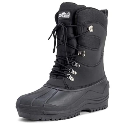 Afbeelding van Polar heren lang nylon gaas met overlay duck waterdichte zool veter winters snowboots zwart UK7 / EU41 YC0445