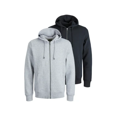 Afbeelding van Jack &amp; Jones 2ER PACK Sweater met rits Schwarz hellgrau, Heren, Maat: Small, hellgrau
