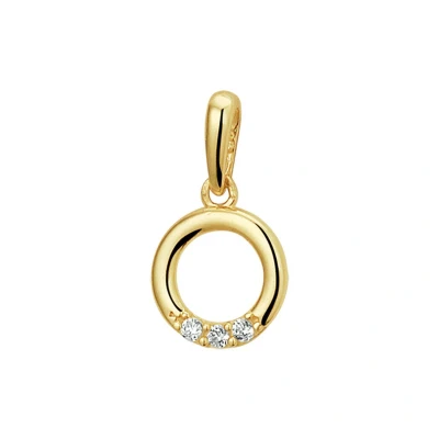 Afbeelding van Trendjuwelier huiscollectie Hanger Geelgoud rondje met zirkonia 14 mm