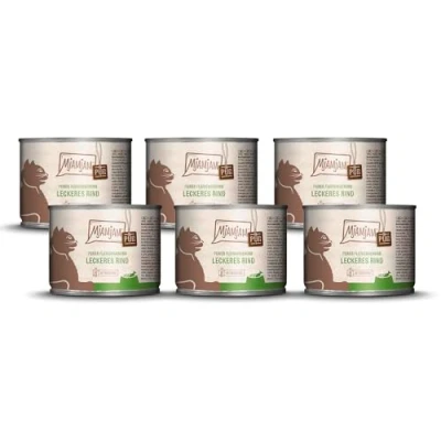 Afbeelding van MjAMjAM Premium natvoer voor katten heerlijk puur rundvlees, pak van 6 (6 x 200 g), graanvrij met extra vlees