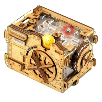 Afbeelding van iDventure Amazeing Safe kbaan, spaarpot, puzzelbox, Escape Room spel, geschenkdoos, schatkist, 3D houten puzzel, sequentiële puzzels, raadselbox volwassenen, geldcadeau, mannencadeau