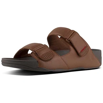 Afbeelding van FitFlop Men Gogh Moc Slide In Leather Dark Tan Schoenmaat 46