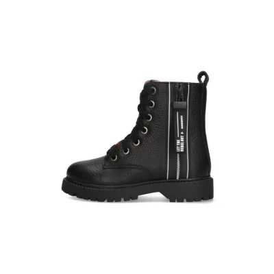 Afbeelding van Braqeez 425771 589 Meisjes Biker Boots Zwart Leer Veters