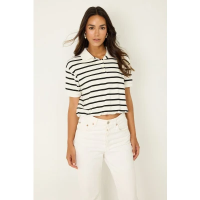 Afbeelding van T shirt rayé à manches courtes et col polo